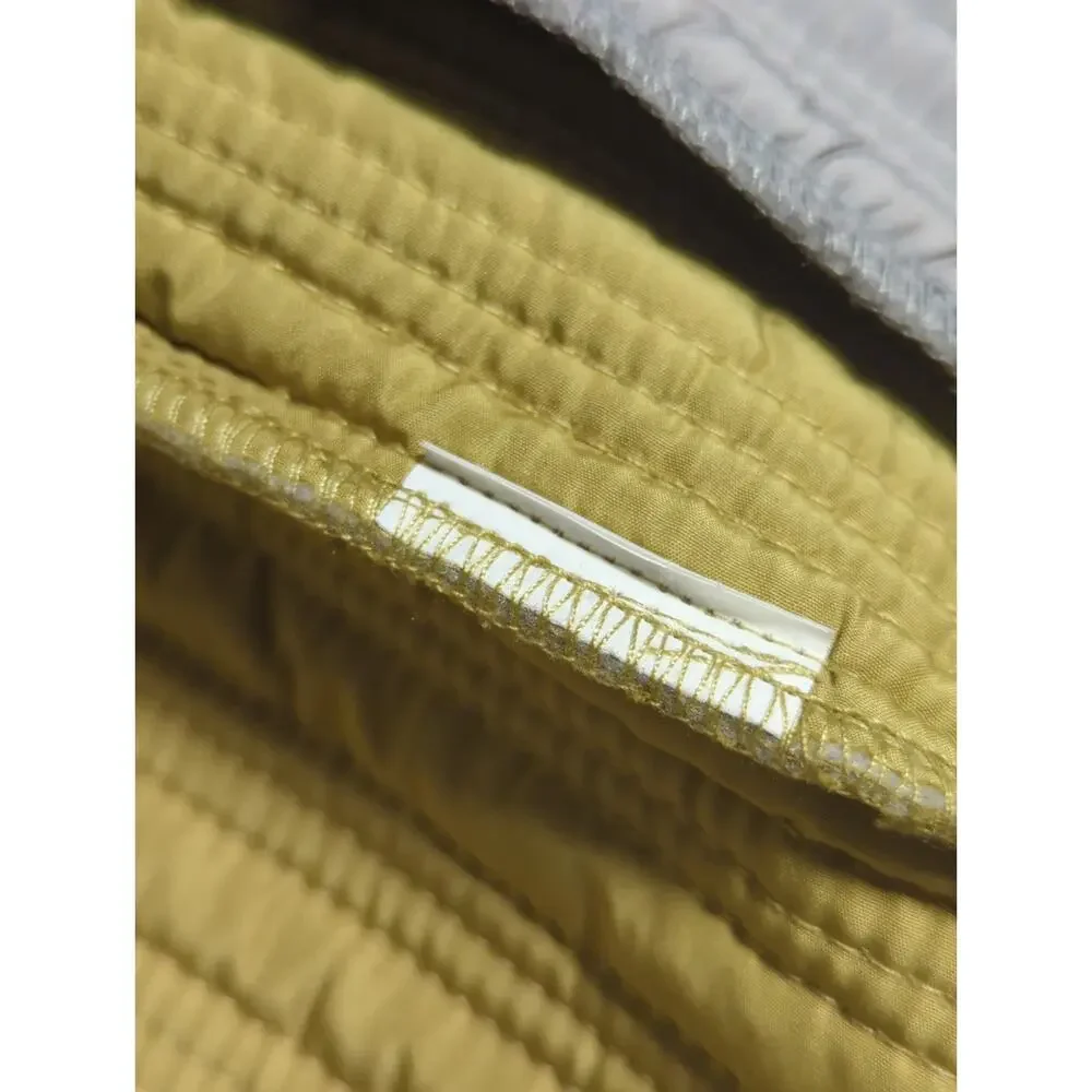Quilted Colorblock Jacket Womens Olive Gray White Trim Boxy Cropped Coat